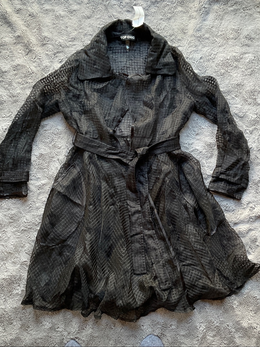 Black Sheer Mesh Trench coat - Women's